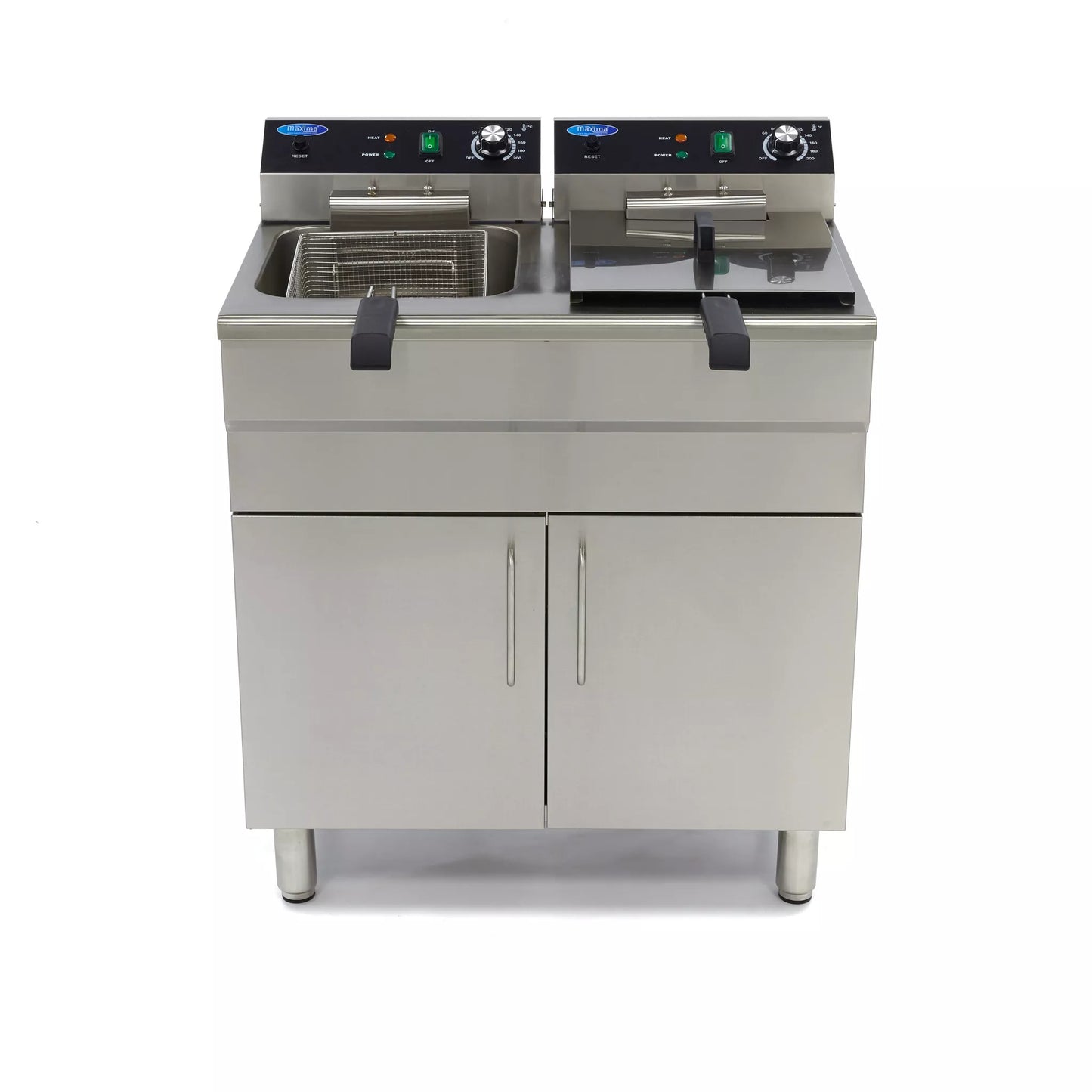 MAXIMA Gastro Fritteuse - 2 x 16 l - 2 Körbe - mit Ablasshahn und Ständer