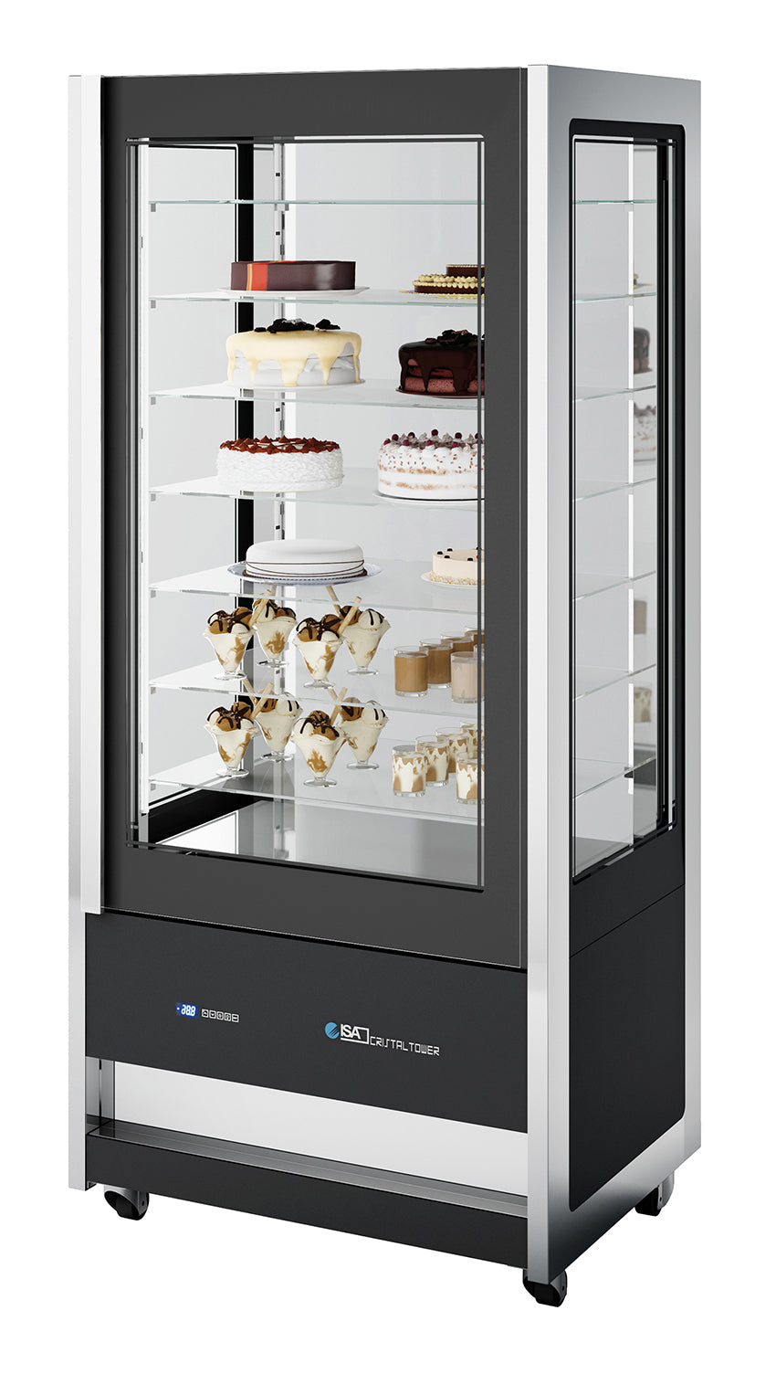 NordCap Panorama-Kühlvitrine CRISTAL TOWER 930 RV TN BLACK